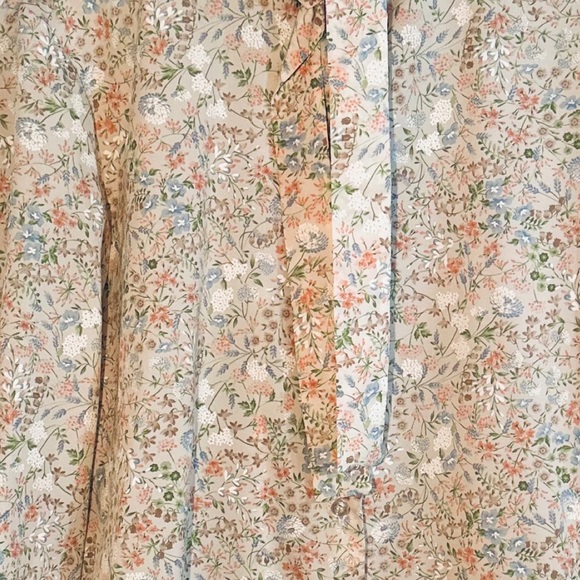 Vintage New Attitude Floral Button Down Shirt Pastel Tie Neck Size 18 Women’s - Picture 10 of 10